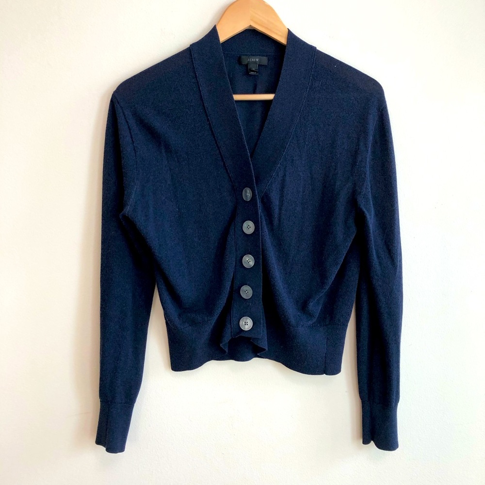 Cropped navy cardigan from J. Crew
